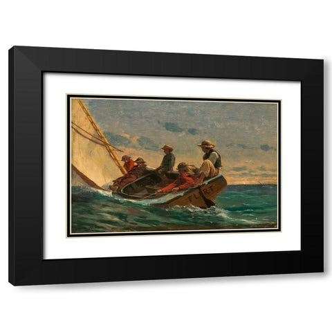 The Flirt Black Modern Wood Framed Art Print with Double Matting by Homer, Winslow
