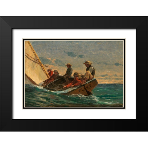 The Flirt Black Modern Wood Framed Art Print with Double Matting by Homer, Winslow