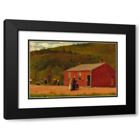 School Time Black Modern Wood Framed Art Print with Double Matting by Homer, Winslow