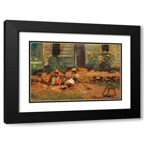 Sketch of a Cottage Yard Black Modern Wood Framed Art Print with Double Matting by Homer, Winslow