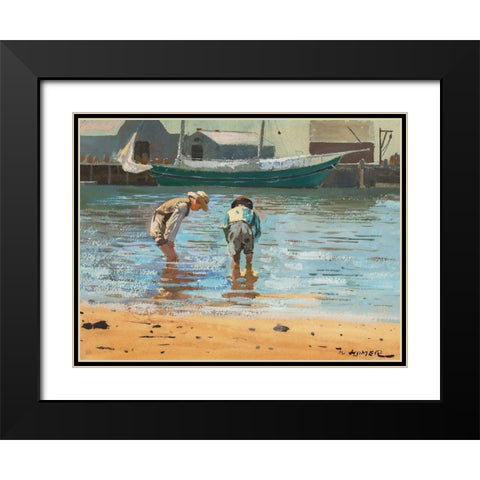 Boys Wading Black Modern Wood Framed Art Print with Double Matting by Homer, Winslow