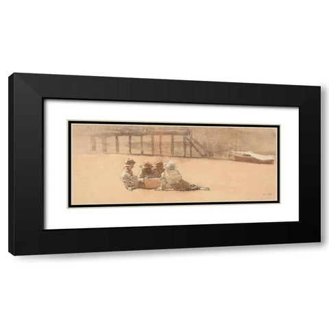 Four Boys on a Beach Black Modern Wood Framed Art Print with Double Matting by Homer, Winslow