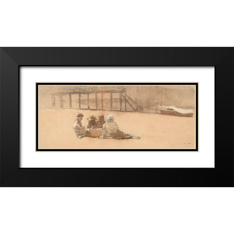 Four Boys on a Beach Black Modern Wood Framed Art Print with Double Matting by Homer, Winslow