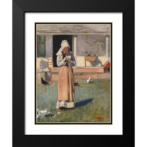 A Sick Chicken Black Modern Wood Framed Art Print with Double Matting by Homer, Winslow