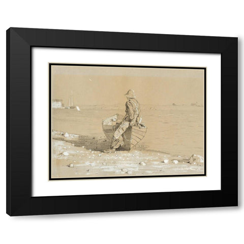 Looking Out Black Modern Wood Framed Art Print with Double Matting by Homer, Winslow