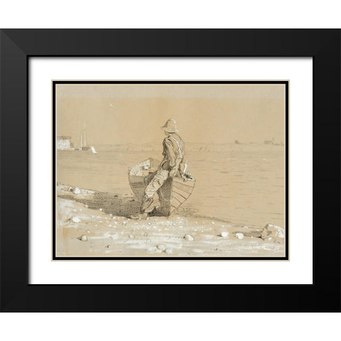 Looking Out Black Modern Wood Framed Art Print with Double Matting by Homer, Winslow
