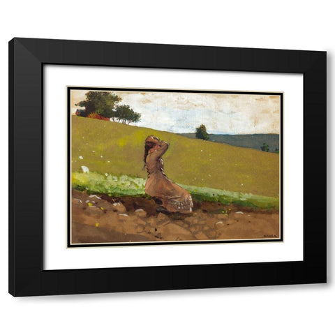 The Green Hill Black Modern Wood Framed Art Print with Double Matting by Homer, Winslow