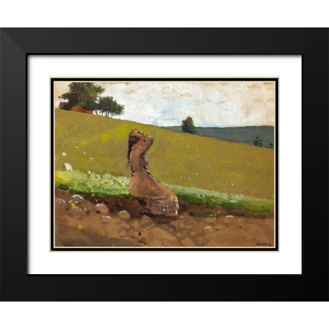 The Green Hill Black Modern Wood Framed Art Print with Double Matting by Homer, Winslow
