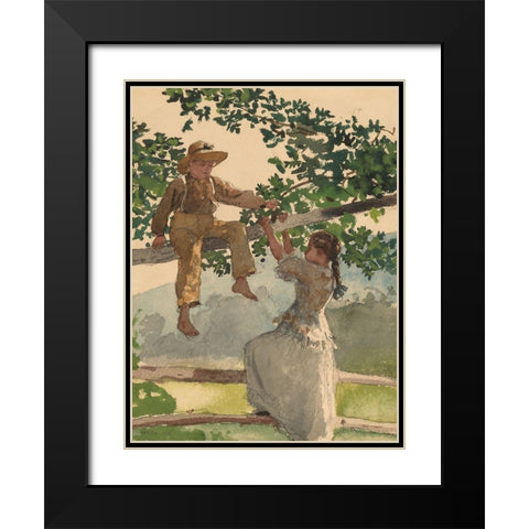 On the Fence Black Modern Wood Framed Art Print with Double Matting by Homer, Winslow