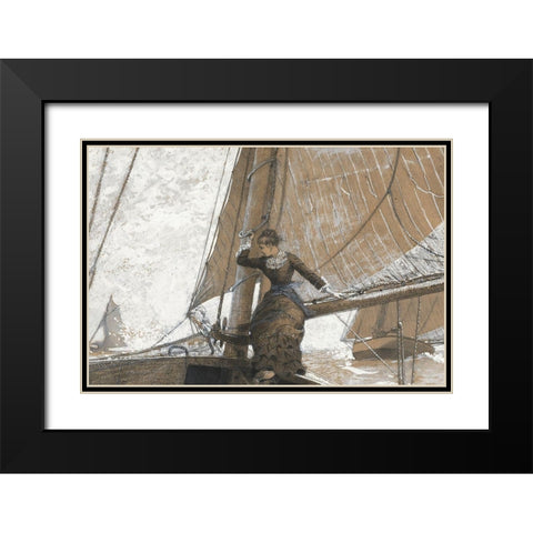 Yachting Girl Black Modern Wood Framed Art Print with Double Matting by Homer, Winslow