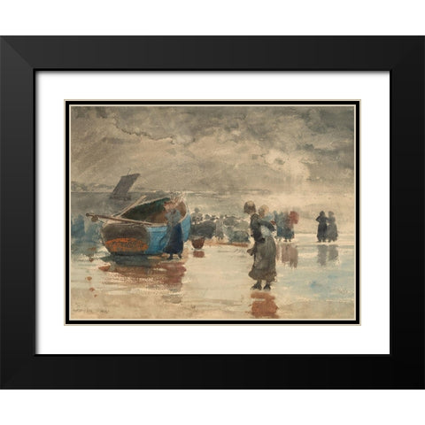 On the Sands Black Modern Wood Framed Art Print with Double Matting by Homer, Winslow