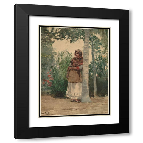 Under a Palm Tree Black Modern Wood Framed Art Print with Double Matting by Homer, Winslow