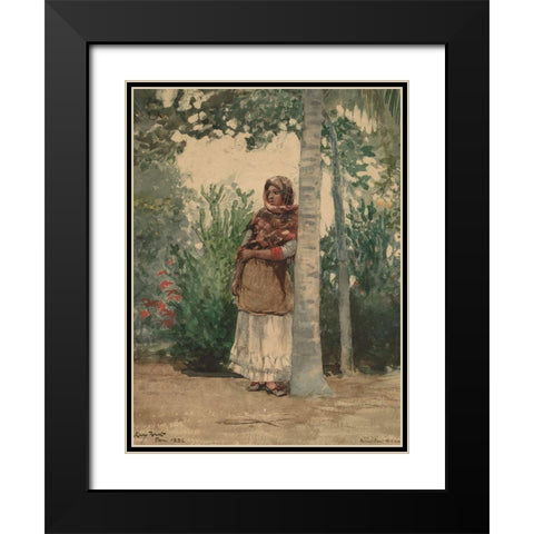 Under a Palm Tree Black Modern Wood Framed Art Print with Double Matting by Homer, Winslow
