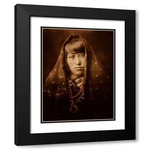 Acoma woman, ca. 1905 Black Modern Wood Framed Art Print with Double Matting by Curtis, Edward