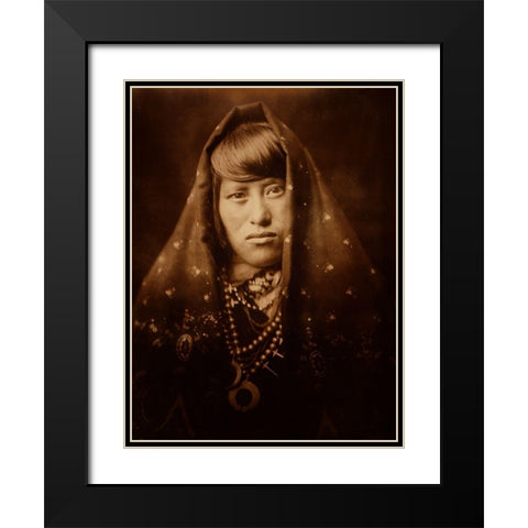 Acoma woman, ca. 1905 Black Modern Wood Framed Art Print with Double Matting by Curtis, Edward