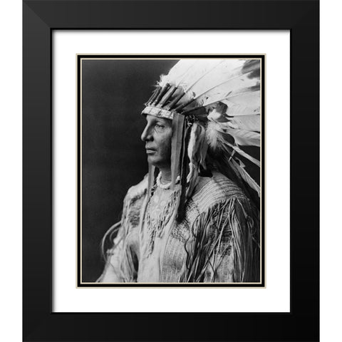 White Shield, Arikara Black Modern Wood Framed Art Print with Double Matting by Curtis, Edward