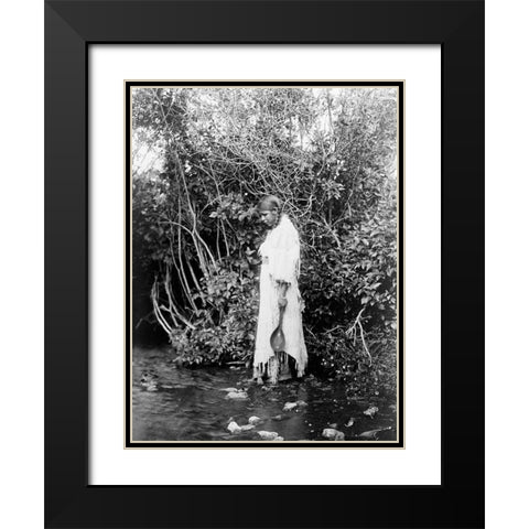 At the waters edge, Arikara Black Modern Wood Framed Art Print with Double Matting by Curtis, Edward