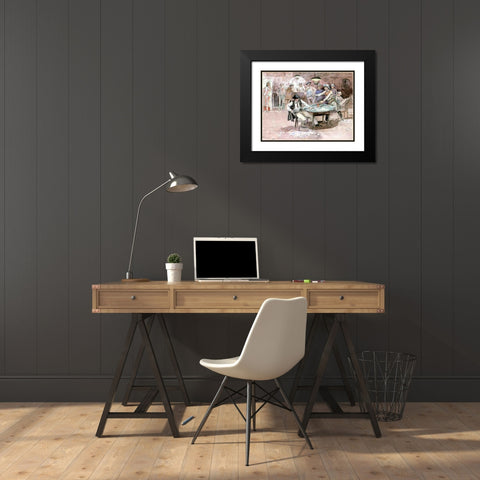 Peaceful Valley Saloon Black Modern Wood Framed Art Print with Double Matting by Russell, Charles Marion