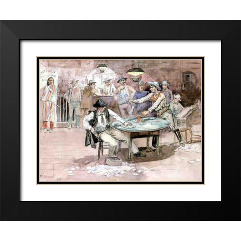 Peaceful Valley Saloon Black Modern Wood Framed Art Print with Double Matting by Russell, Charles Marion