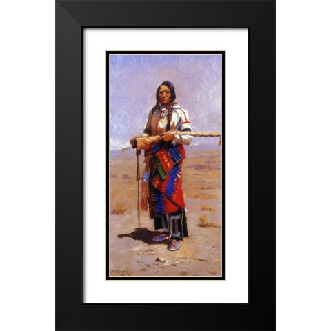 Indian Buck Black Modern Wood Framed Art Print with Double Matting by Russell, Charles Marion