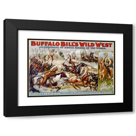 A congress of American Indians Black Modern Wood Framed Art Print with Double Matting by Buffalo Bills Wild West Show Poster