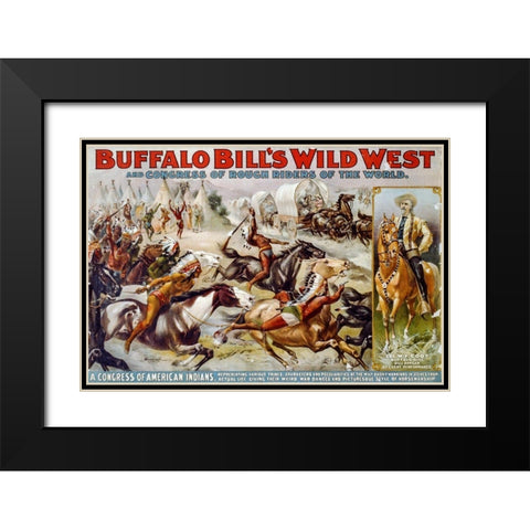 A congress of American Indians Black Modern Wood Framed Art Print with Double Matting by Buffalo Bills Wild West Show Poster