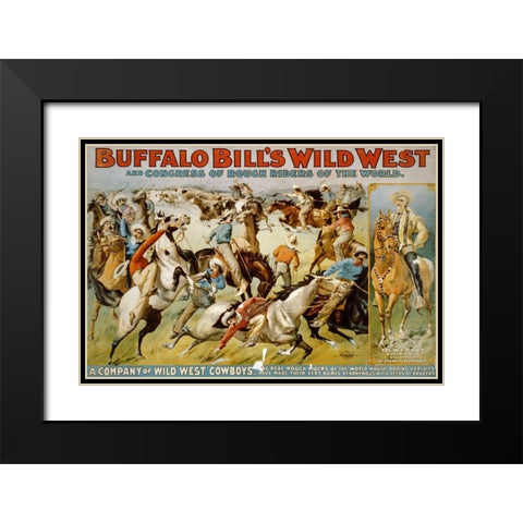 A Company of Wild West Cowboys Black Modern Wood Framed Art Print with Double Matting by Buffalo Bills Wild West Show Poster