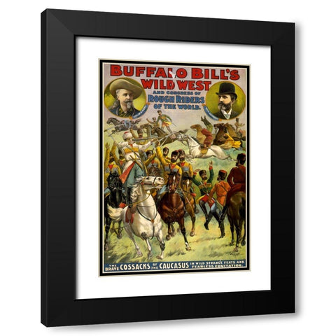The Brave Cossacks Black Modern Wood Framed Art Print with Double Matting by Buffalo Bills Wild West Show Poster