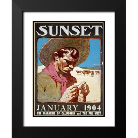 Sunset, January 1904 Black Modern Wood Framed Art Print with Double Matting by Vintage Sunset Magazine Cover