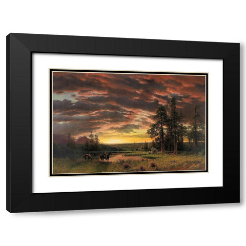Evening on the Prairie Black Modern Wood Framed Art Print with Double Matting by Bierstadt, Albert