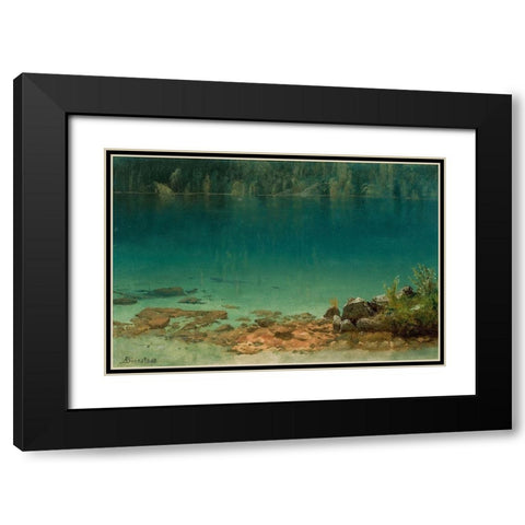 Lake Scene Black Modern Wood Framed Art Print with Double Matting by Bierstadt, Albert