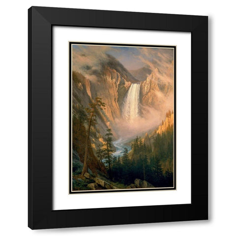 Yellowstone Falls Black Modern Wood Framed Art Print with Double Matting by Bierstadt, Albert