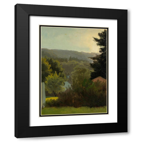 Forested hills Black Modern Wood Framed Art Print with Double Matting by Bierstadt, Albert
