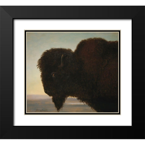 Buffalo Head Black Modern Wood Framed Art Print with Double Matting by Bierstadt, Albert