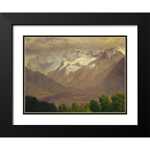In the High Mountains Black Modern Wood Framed Art Print with Double Matting by Bierstadt, Albert