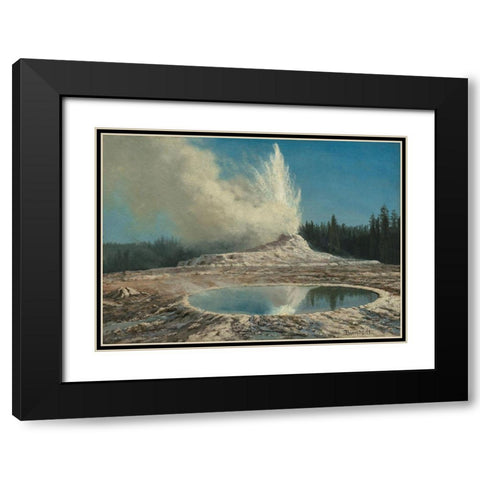Geyser, Yellowstone Park Black Modern Wood Framed Art Print with Double Matting by Bierstadt, Albert