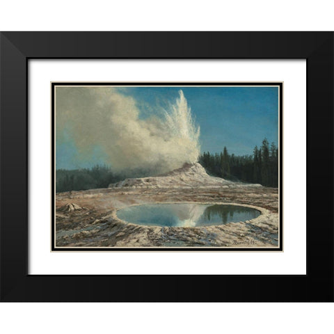 Geyser, Yellowstone Park Black Modern Wood Framed Art Print with Double Matting by Bierstadt, Albert