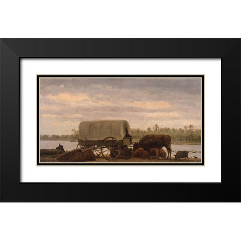 Nooning on the PlatteÂ  Black Modern Wood Framed Art Print with Double Matting by Bierstadt, Albert