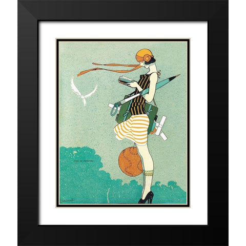 Mexican Magazine Cover 1920 Aires de primavera Black Modern Wood Framed Art Print with Double Matting by Garcia Cabral, Ernesto