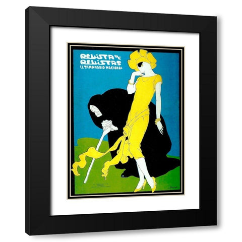 Mexican Magazine Cover 1920 El presente y el futuro Black Modern Wood Framed Art Print with Double Matting by Garcia Cabral, Ernesto