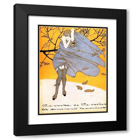 Mexican Magazine Cover 1920 Otono Black Modern Wood Framed Art Print with Double Matting by Garcia Cabral, Ernesto