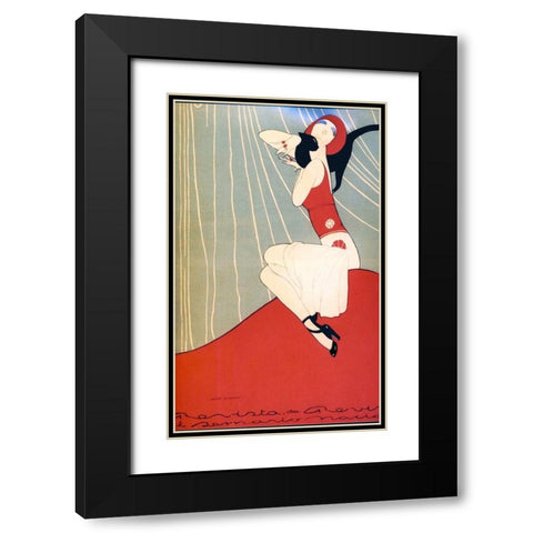 Mexican Magazine Cover 1920 Quien acaricia Black Modern Wood Framed Art Print with Double Matting by Garcia Cabral, Ernesto