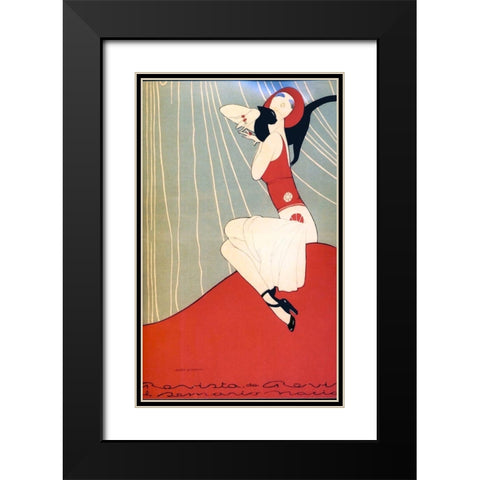 Mexican Magazine Cover 1920 Quien acaricia Black Modern Wood Framed Art Print with Double Matting by Garcia Cabral, Ernesto