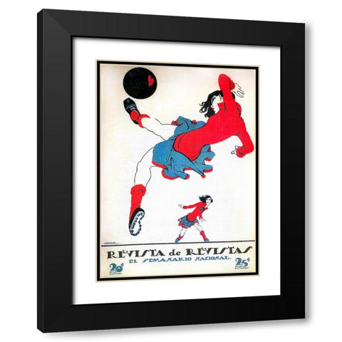 Mexican Magazine Cover 1920 Womens Soccer Black Modern Wood Framed Art Print with Double Matting by Garcia Cabral, Ernesto