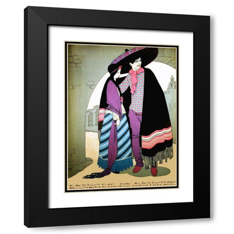 Mexican Magazine Cover 1920 Couple Black Modern Wood Framed Art Print with Double Matting by Garcia Cabral, Ernesto