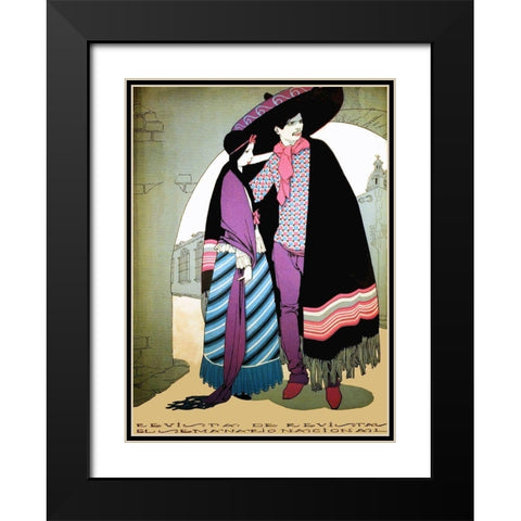 Mexican Magazine Cover 1920 Couple Black Modern Wood Framed Art Print with Double Matting by Garcia Cabral, Ernesto
