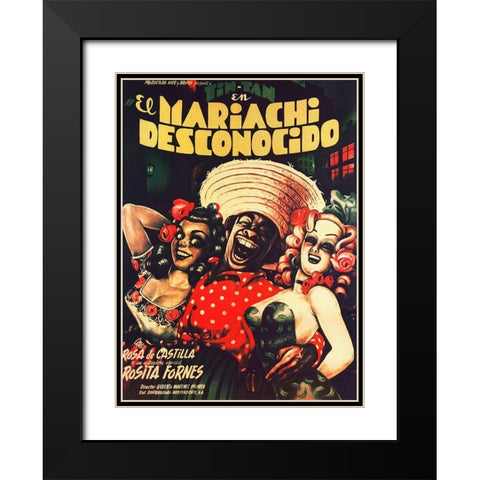 Mexican Movie Poster El Mariachi desconocido Black Modern Wood Framed Art Print with Double Matting by Garcia Cabral, Ernesto