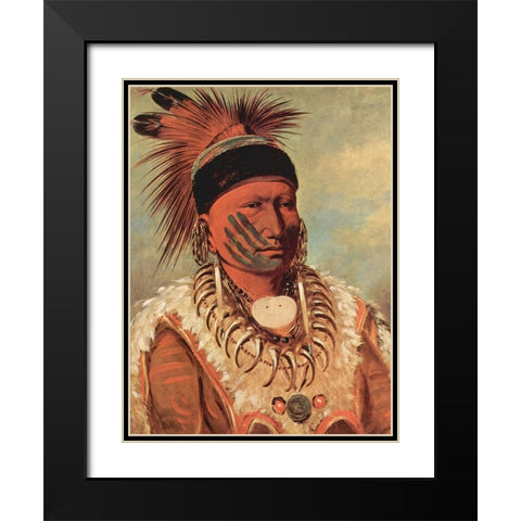 The White Cloud, Head Chief of the Iowas Black Modern Wood Framed Art Print with Double Matting by Catlin, George