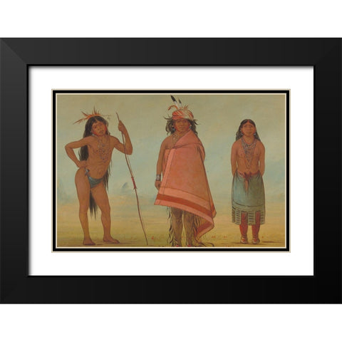 Cochimtee Chief, His Wife, and a Warrior Black Modern Wood Framed Art Print with Double Matting by Catlin, George