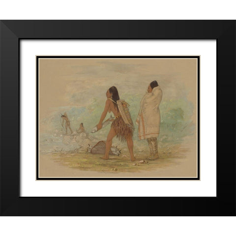 Flathead Indians, 1861 Black Modern Wood Framed Art Print with Double Matting by Catlin, George